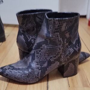 Marc Fisher Gray Snakeskin Ankle Booties